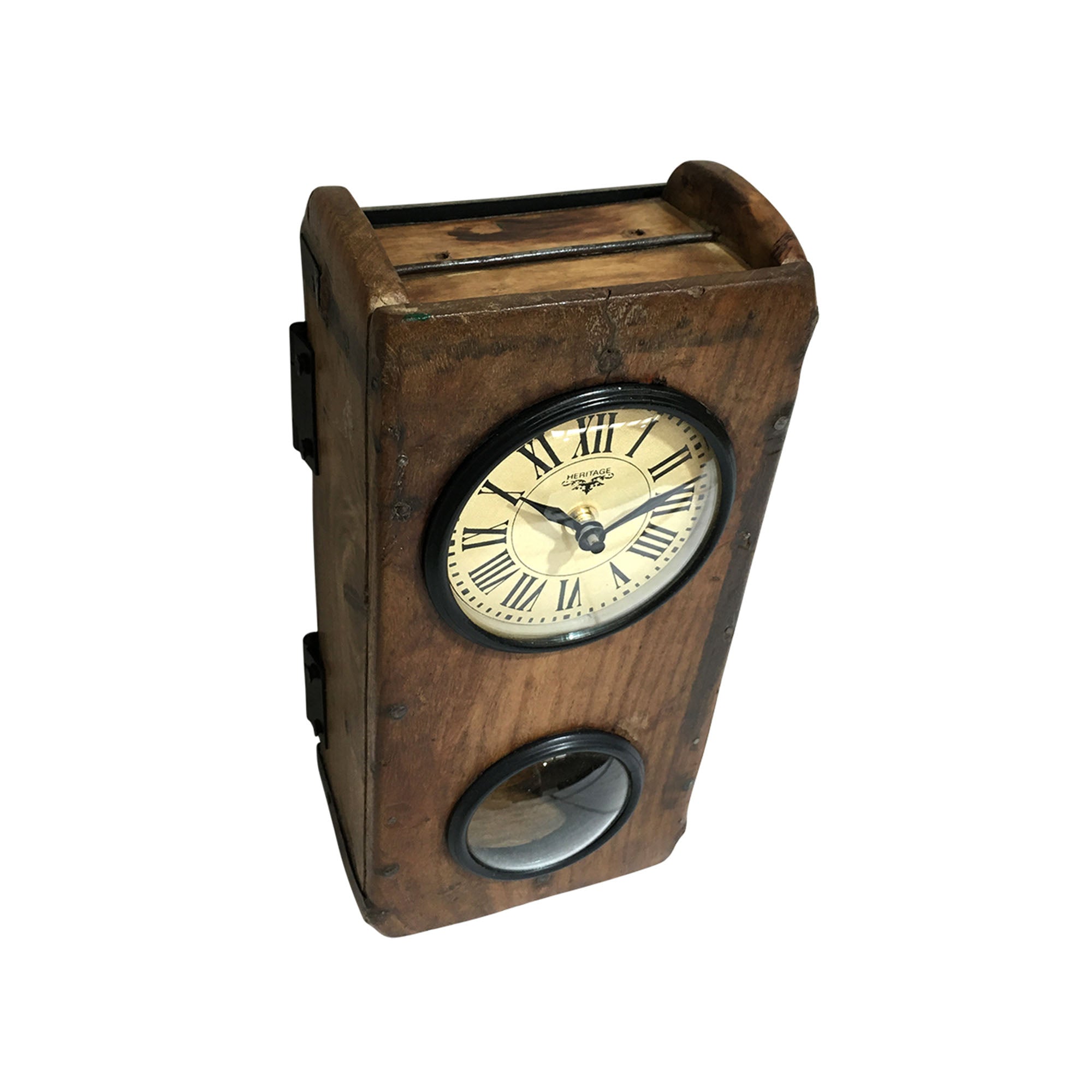 Wooden Brick Mould Clock With Pendulum - Notbrand