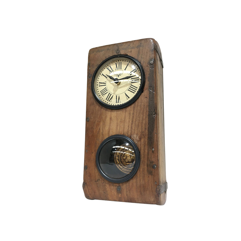 Wooden Brick Mould Clock With Pendulum - Notbrand