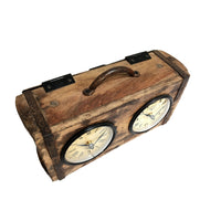 Wooden Brick Mould Dual Dial Clock - Notbrand