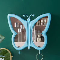 Butterfly Shaped Wall-Mounted Makeup Organizer - Blue - Notbrand