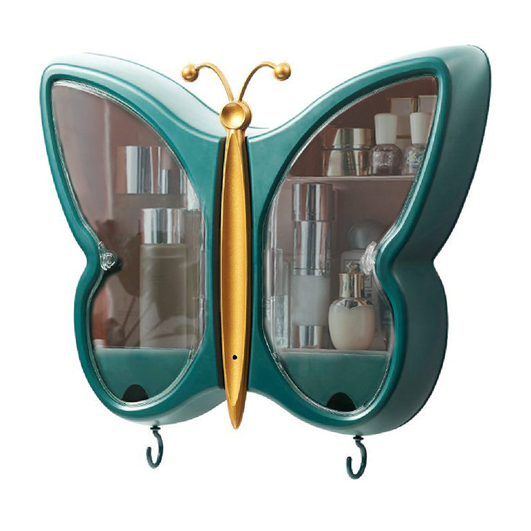 Butterfly Shaped Wall-Mounted Makeup Organizer - Green - Notbrand