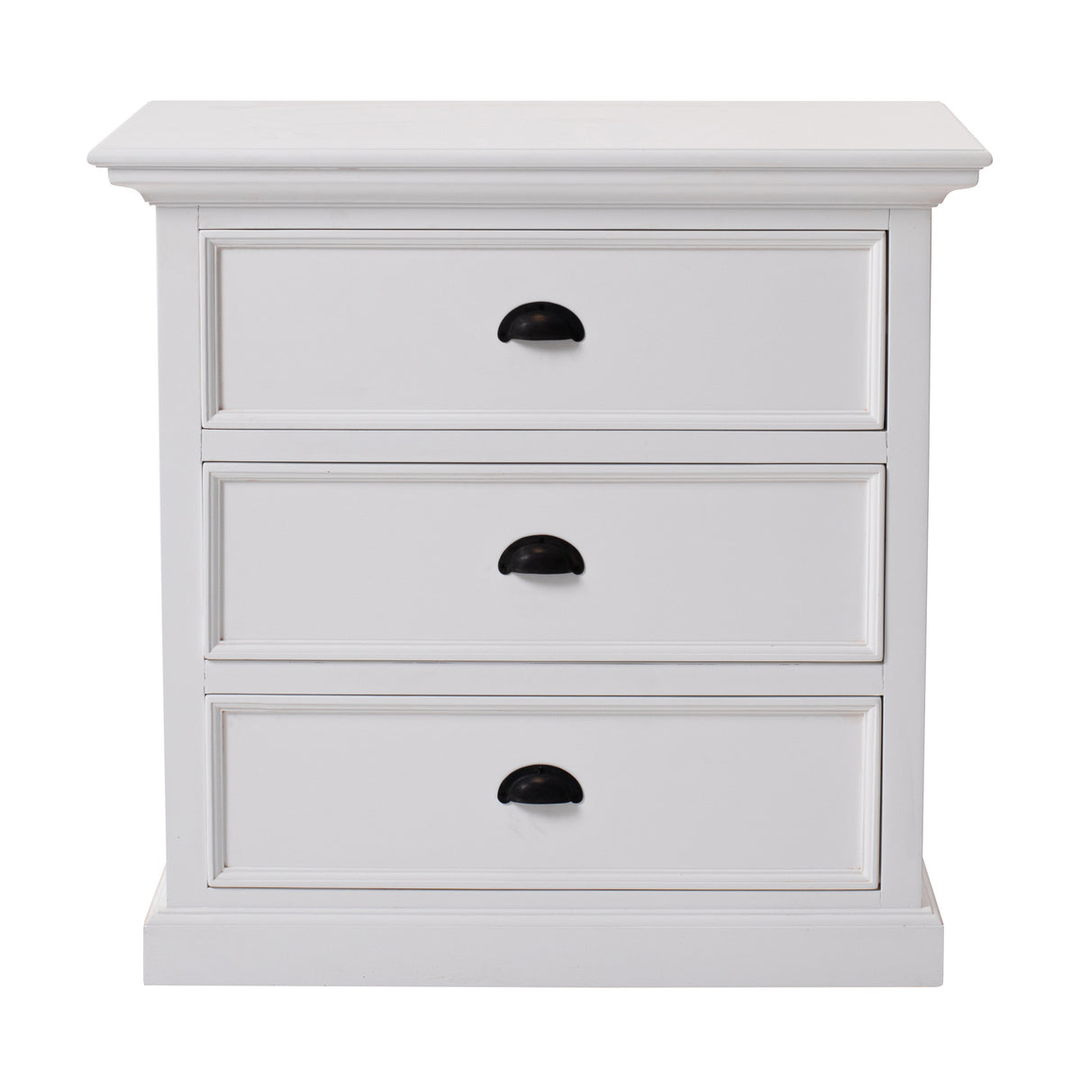 Halifax Grand 3 Drawer Bedside Table - Classic White - Notbrand