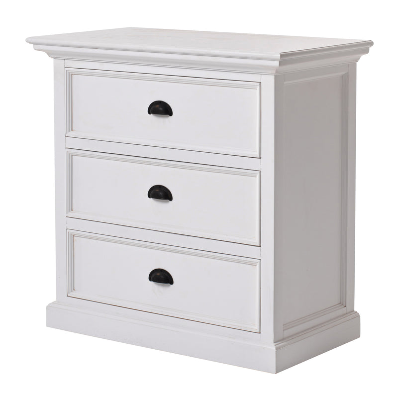 Halifax Grand 3 Drawer Bedside Table - Classic White - Notbrand