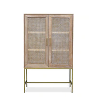 Mala Timber & Rattan 2 Door Cabinet - Light Antique Oak - Notbrand