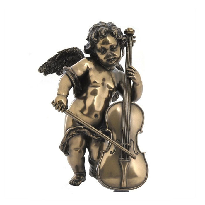 Cherub Playing Cello Bronze Figurine - Notbrand