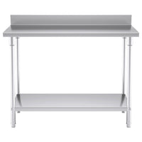 Stainless Steel Kitchen Bench Table With Backsplash - 120*70*85cm - Notbrand