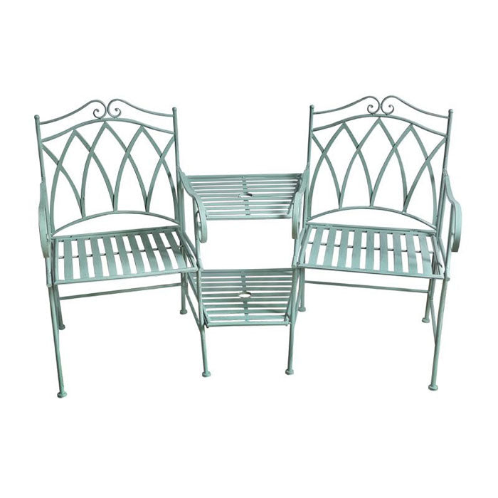 Set of 3 Sage Wrought Iron Companion Chairs & Table - Notbrand