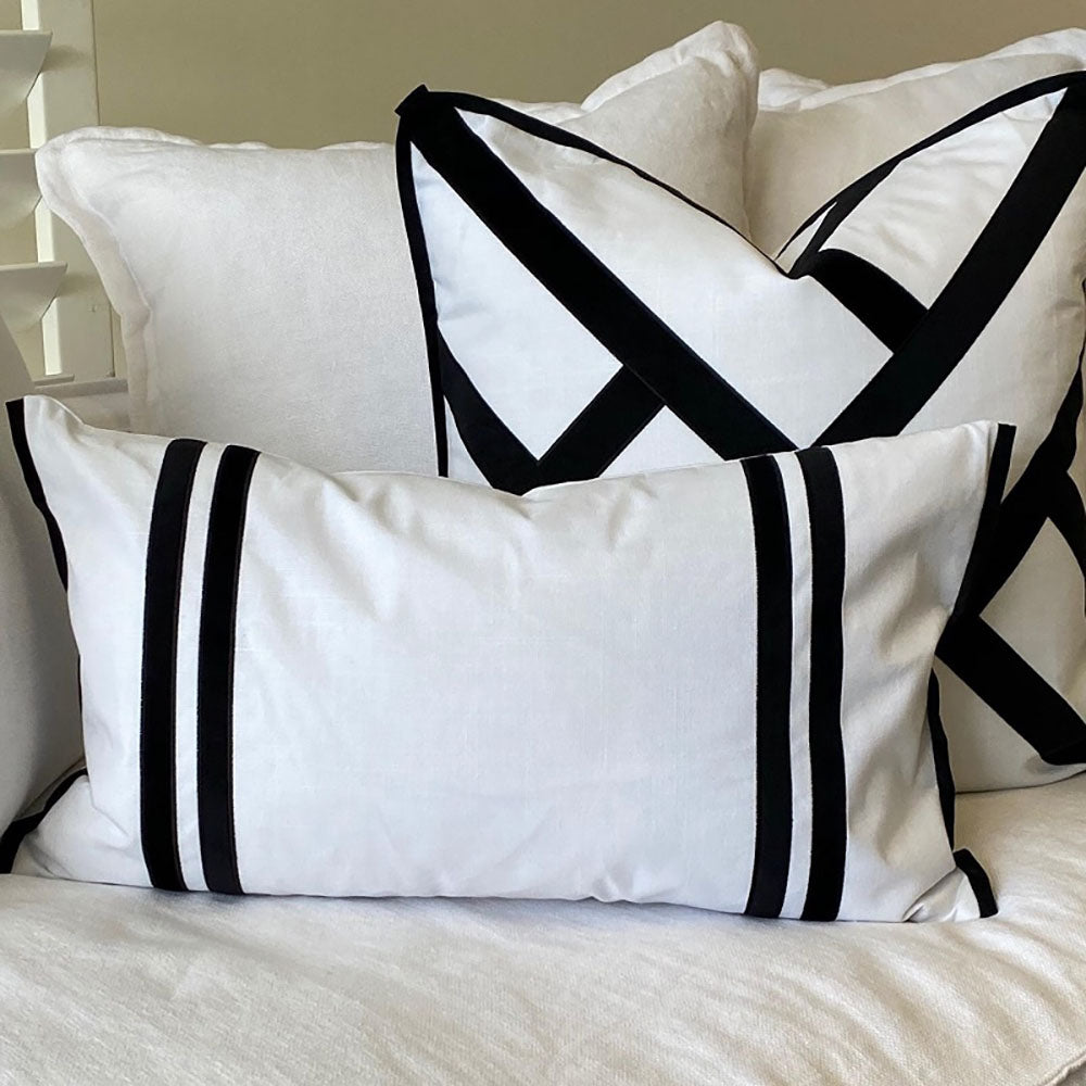 Cottesloe Cotton and Velvet Cushion - Black - Notbrand