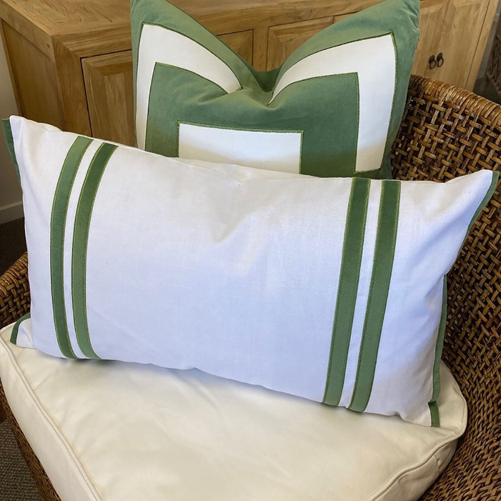 Cottesloe Cotton and Velvet Cushion - Olive - Notbrand
