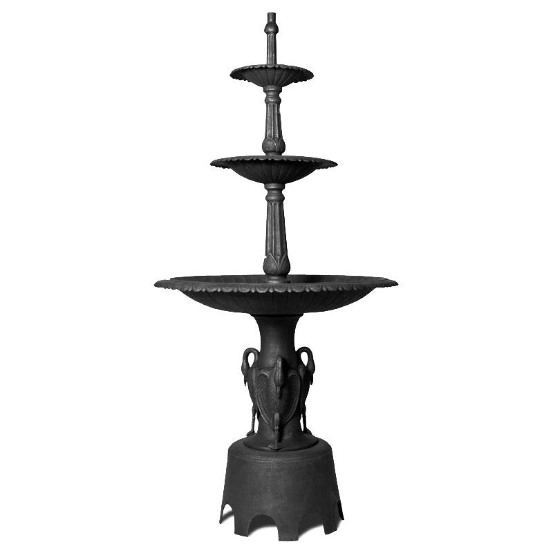 Heron Cast Iron Garden Fountain - Black - Notbrand