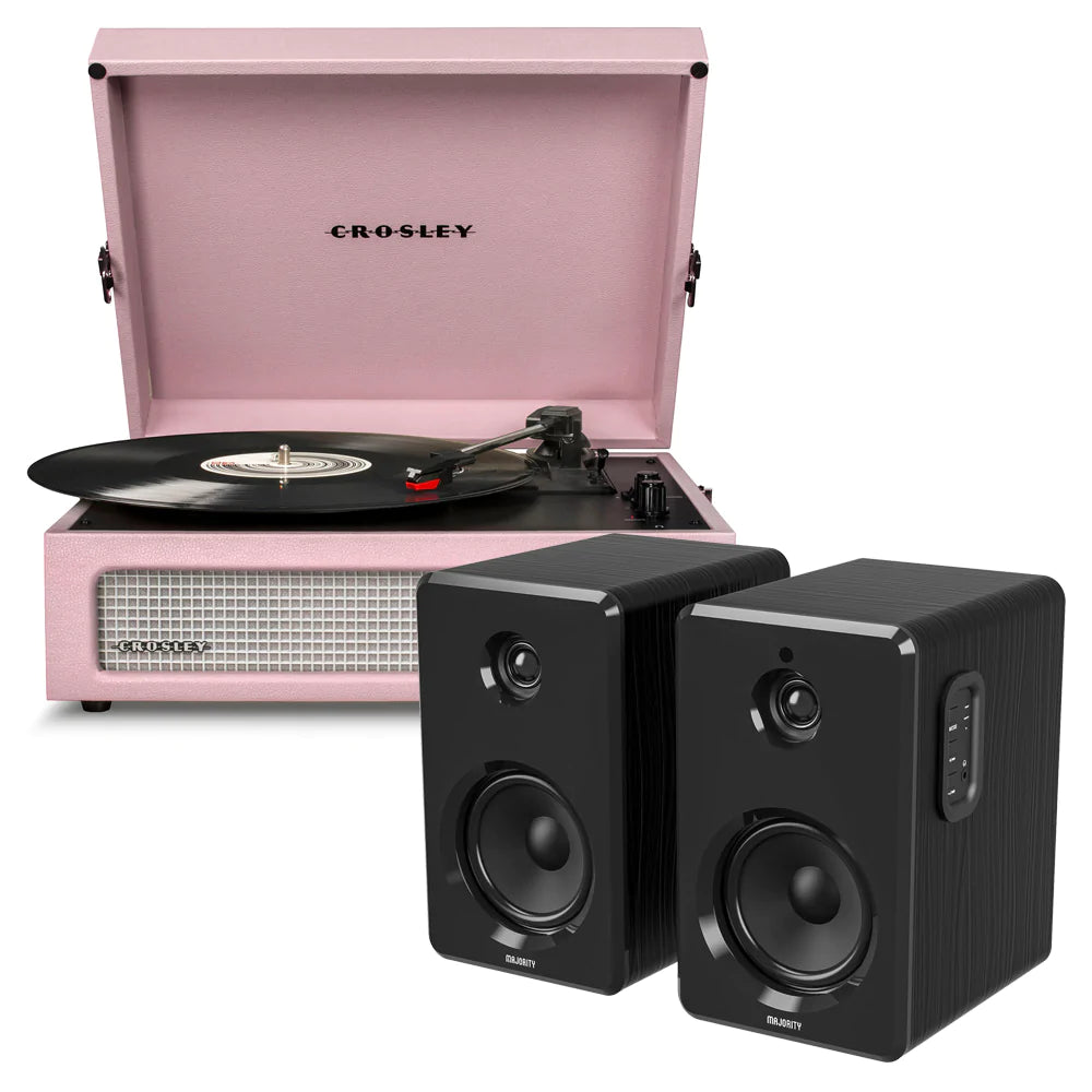 Crosley Voyager Bluetooth Portable Turntable & Majority D40 Speakers - Amethyst - Notbrand