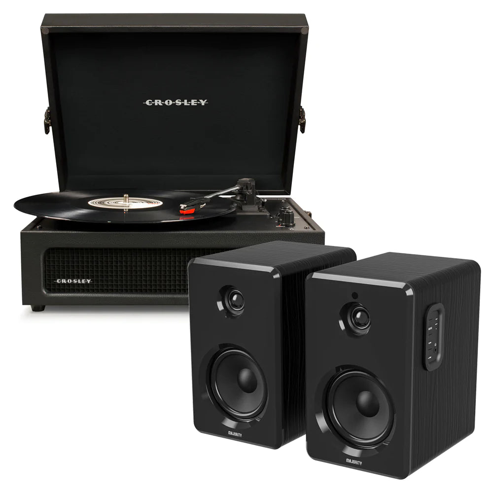 Crosley Voyager Bluetooth Portable Turntable & Majority D40 Speakers - Black - Notbrand