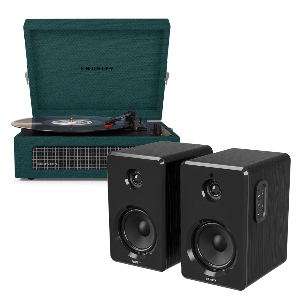 Crosley Voyager Bluetooth Portable Turntable & Majority D40 Speakers - Dark Aegean - Notbrand
