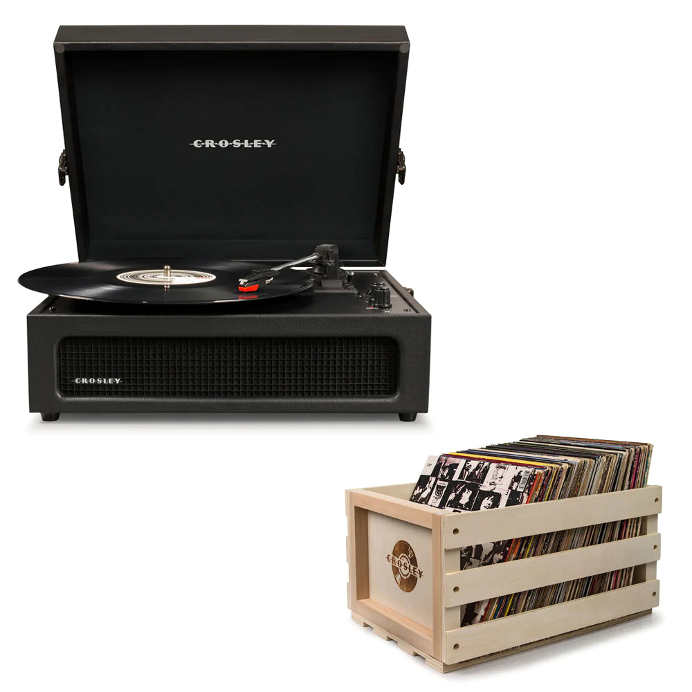Crosley Voyager Bluetooth Portable Turntable & Record Storage Crate - Black - Notbrand
