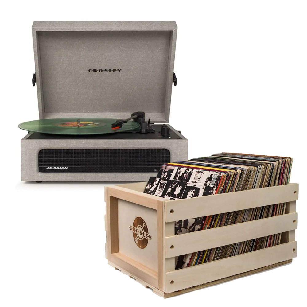 Crosley Voyager Bluetooth Portable Turntable Record Storage Crate - Grey - Notbrand