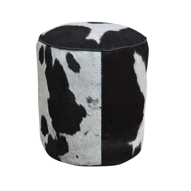 Cylindrical Cowhide Ottoman - Notbrand
