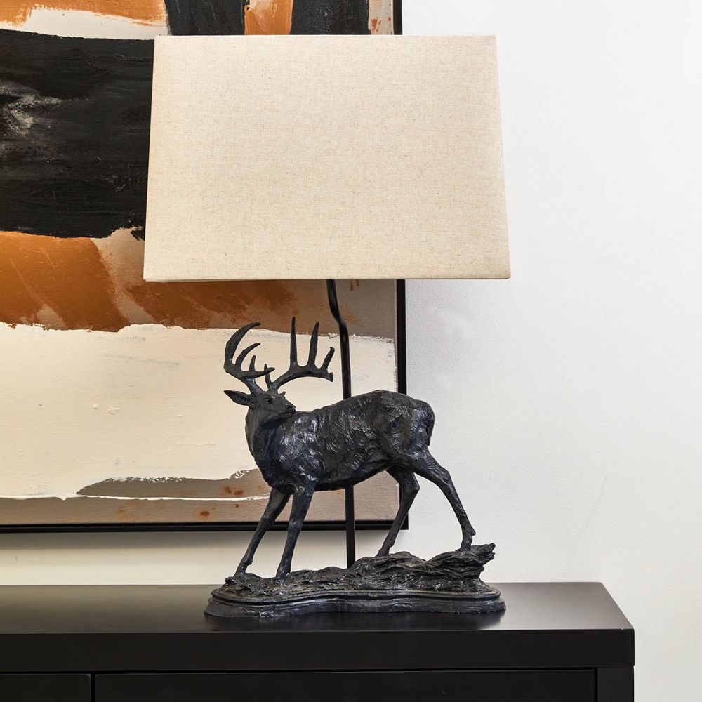 Calgary Stag Shaped Table Lamp - White shade - Notbrand