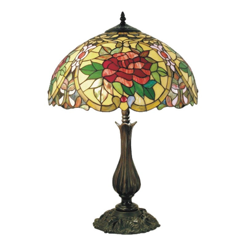 Red Camellia Tiffany Style Table Lamp - Multi - Notbrand