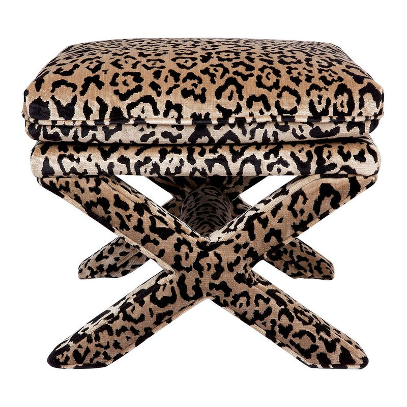 Candace Leopard Chenille Stool - Notbrand