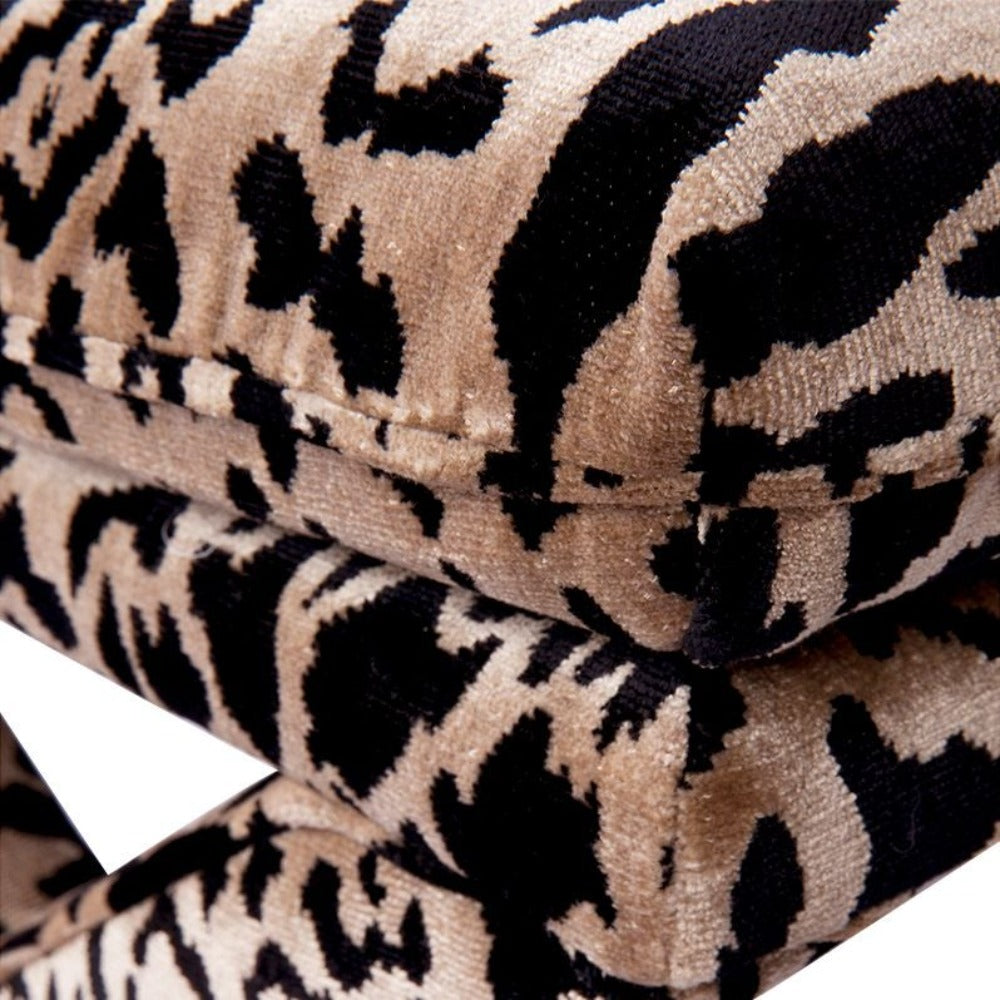 Candace Leopard Chenille Stool - Notbrand