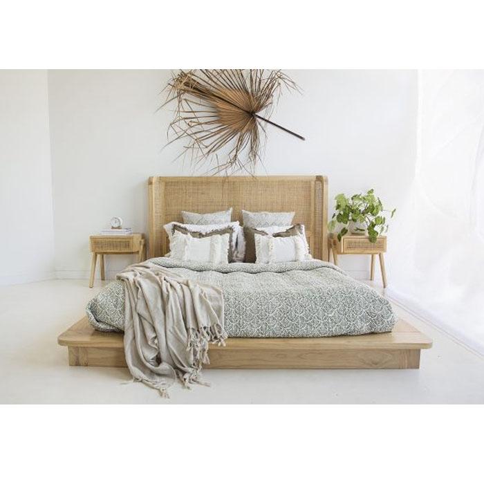 Malakai Timber and Rattan Bed – Queen Size - Notbrand