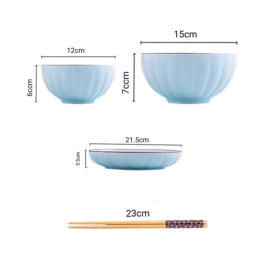 Ceramic Dinnerware Bowl Set in Blue - Set of 12 - Notbrand