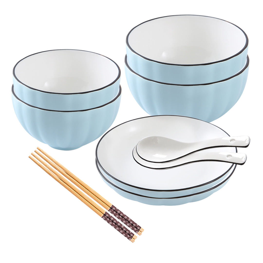 Ceramic Dinnerware Bowl Set in Blue - Set of 6 - Notbrand
