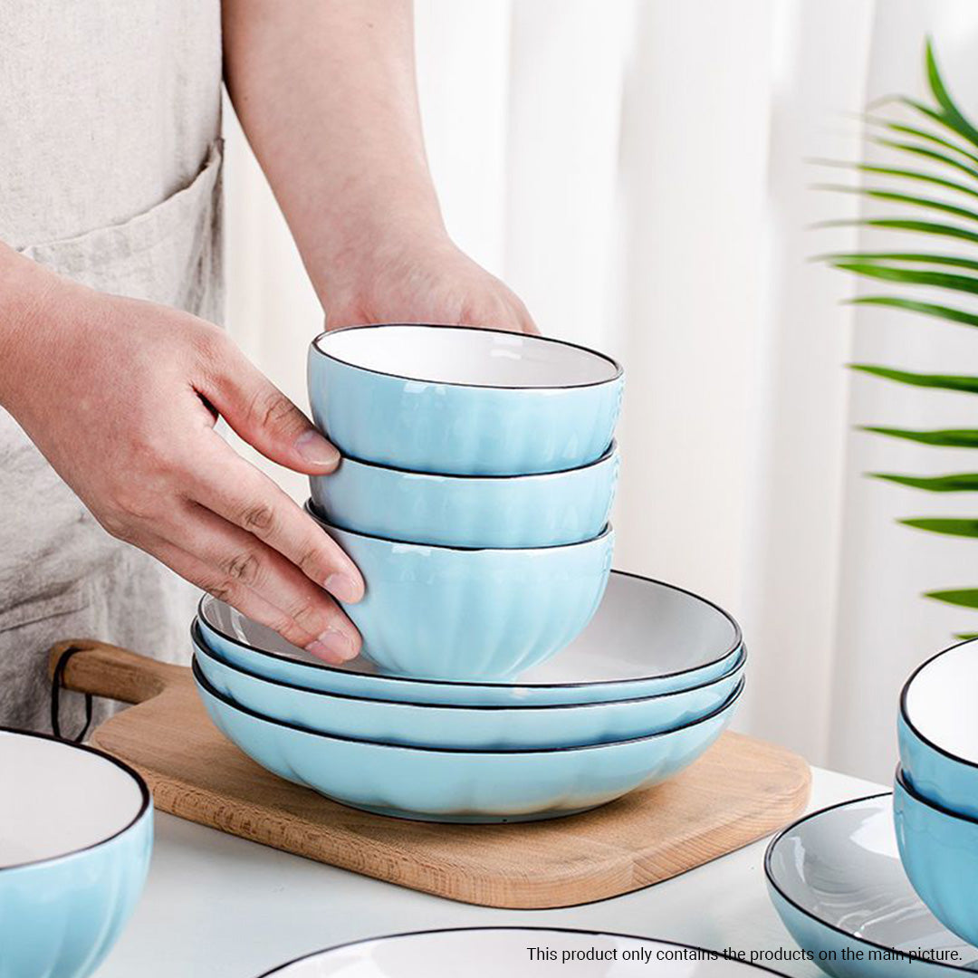 Ceramic Dinnerware Bowl Set in Blue - Set of 9 - Notbrand