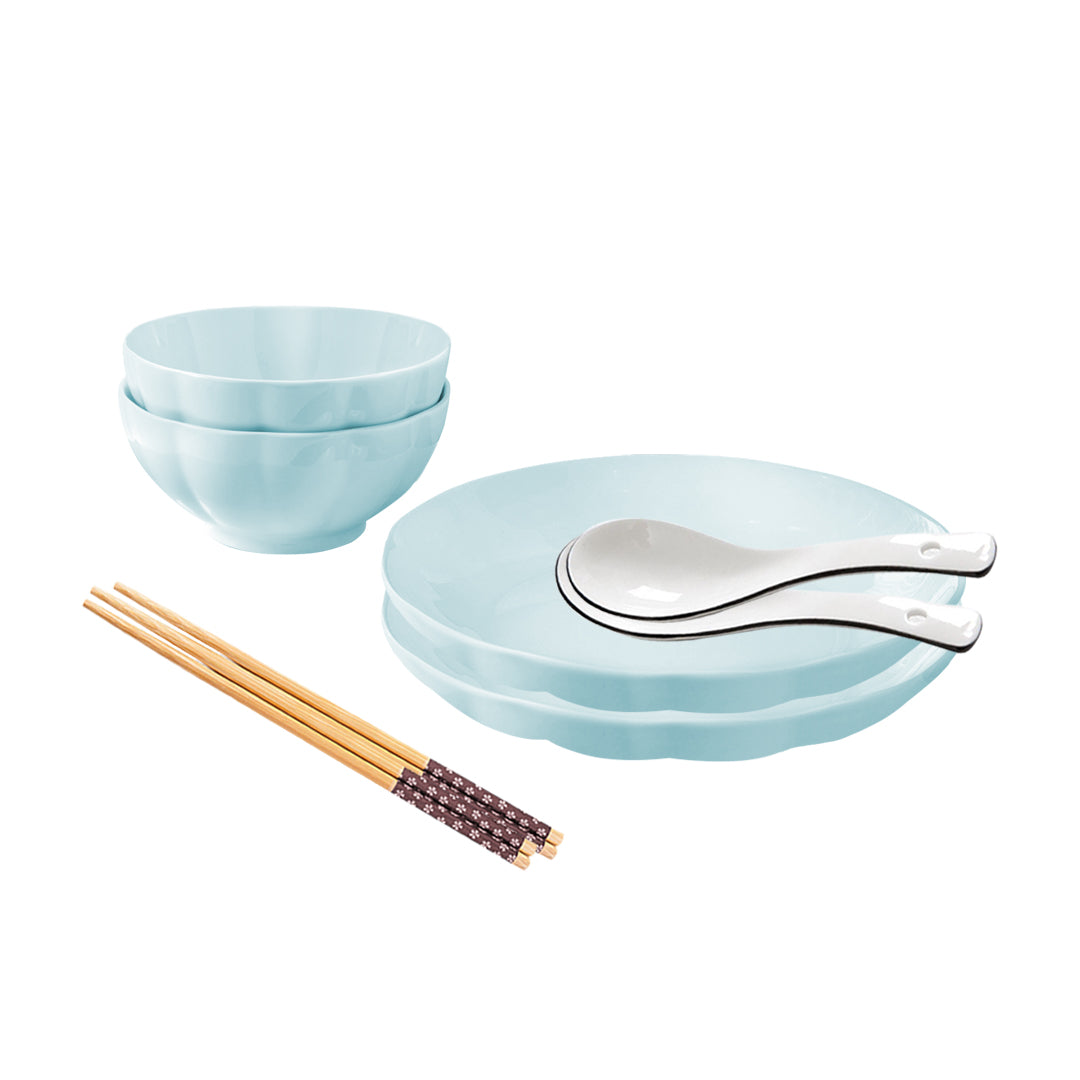 Ceramic Dinnerware Bowl Set in Light Blue - Set of 4 - Notbrand