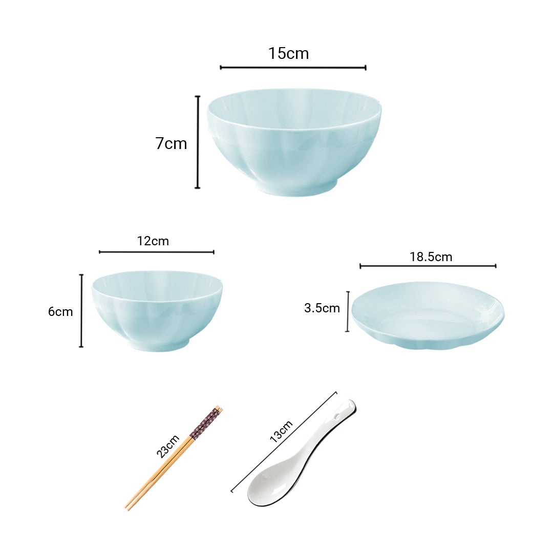 Ceramic Dinnerware Bowl Set in Light Blue - Set of 6 - Notbrand
