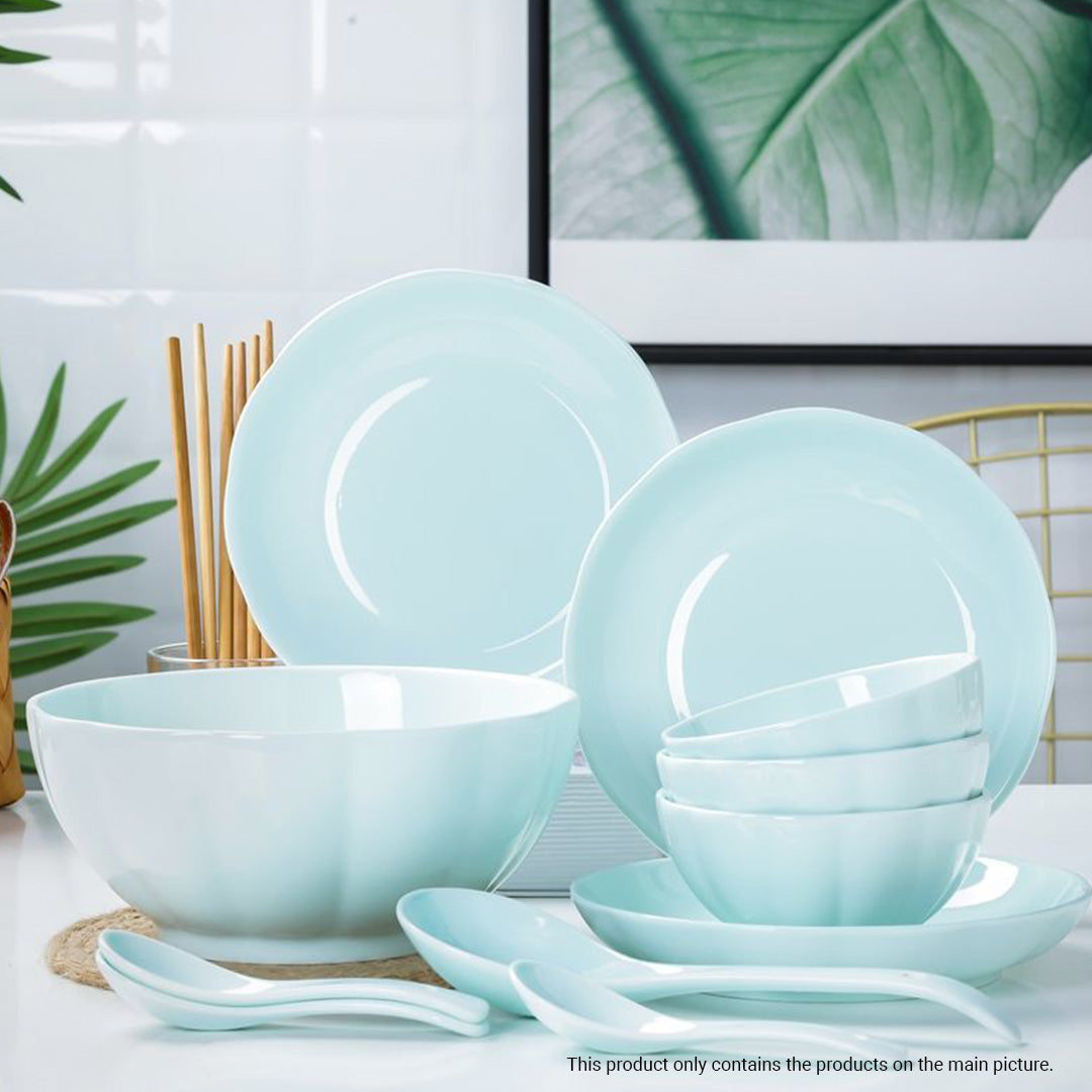 Ceramic Dinnerware Bowl Set in Light Blue - Set of 12 - Notbrand
