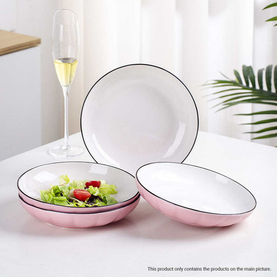 Ceramic Dinnerware Bowl Set in Pink - Set of 5 - Notbrand