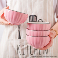 Ceramic Dinnerware Bowl Set in Pink - Set of 12 - Notbrand