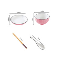 Ceramic Dinnerware Bowl Set in Pink - Set of 8 - Notbrand