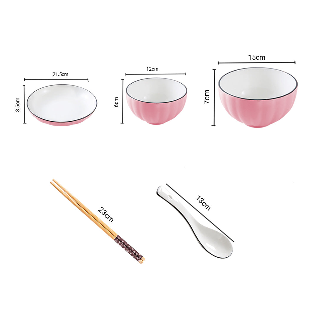 Ceramic Dinnerware Set With 4 Spoons in Pink - Set of 10 - Notbrand