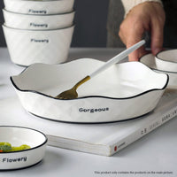 Ceramic Dinnerware Set With Diamond Pattern - Set of 4 - Notbrand