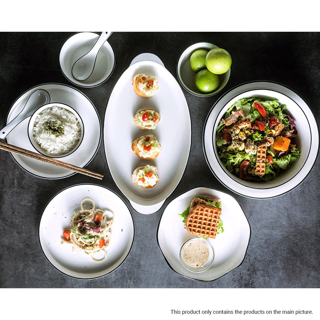 Ceramic Dinnerware Set With Diamond Pattern - Set of 4 - Notbrand
