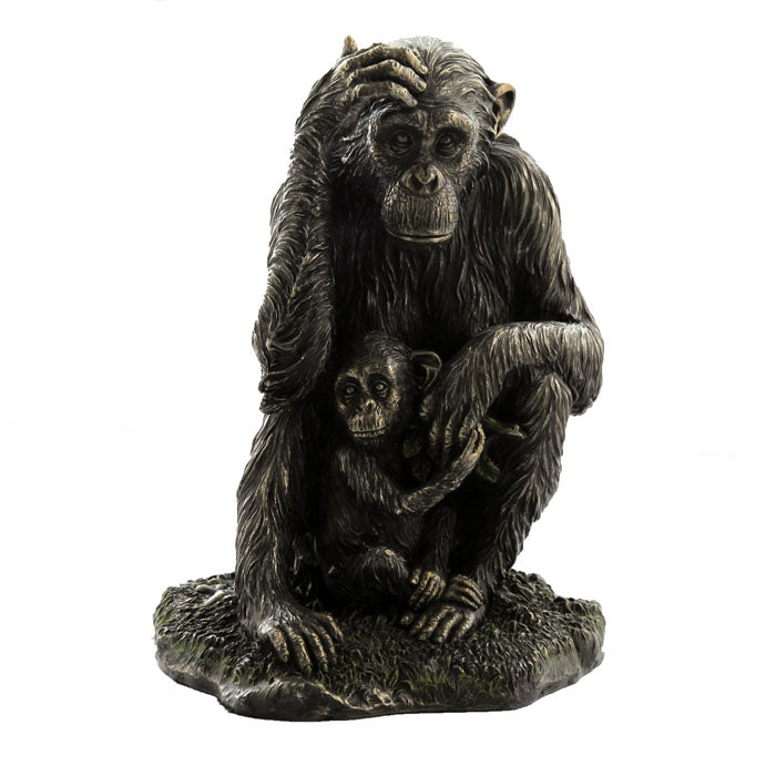 Chimpanzee - Parents & Cub Bronze Figurine - Notbrand