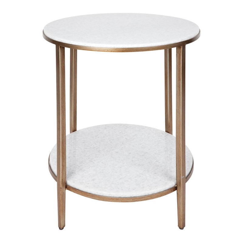 Chloe Stone Top Iron Frame Side Table - Gold - Notbrand