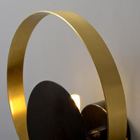 Oisin Metal Round Wall Sconce - Black & Brass - Notbrand