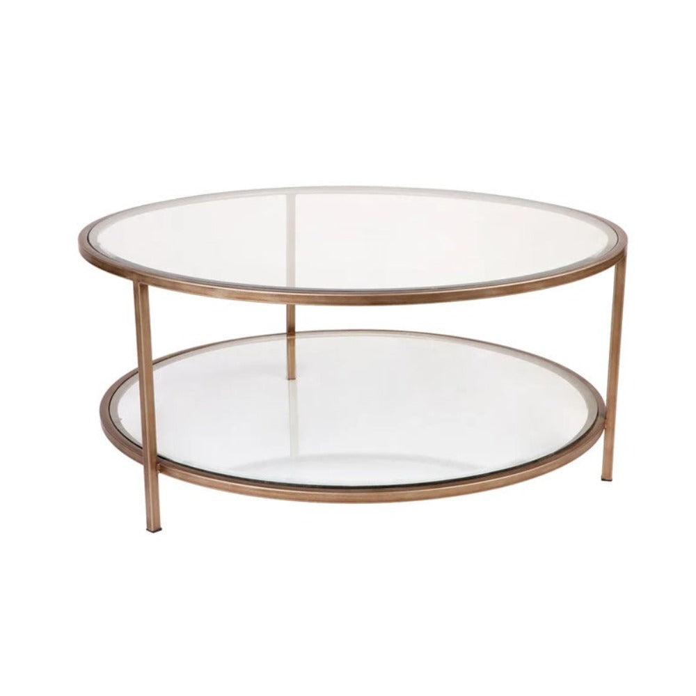 Cocktail Glass Round Coffee Table - Antique Gold - Notbrand