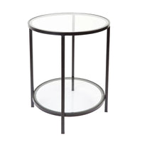 Cocktail Round Side Table - Black/Glass - Notbrand