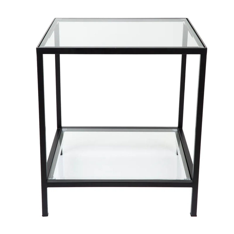 Cocktail Square Side Table - Black/Glass - Notbrand