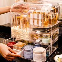 Cosmetics Storage Box With Pearls- Transparent - Notbrand