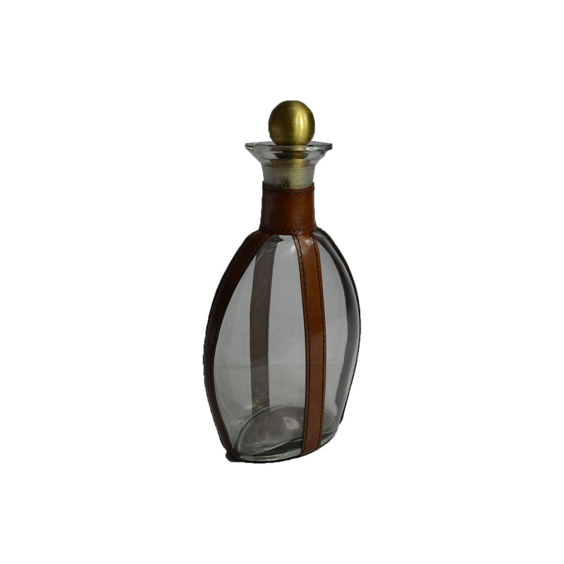Tan Leather & Glass Decanter - Large - Notbrand
