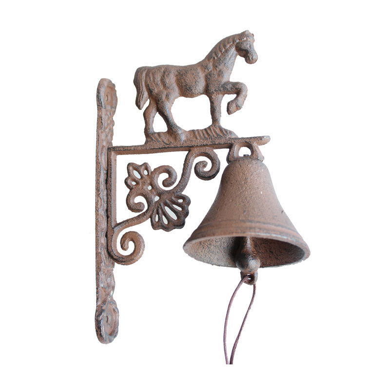 Prancing Horse Cast Iron Wall Mount Door Bell -  Antique Rust - Notbrand