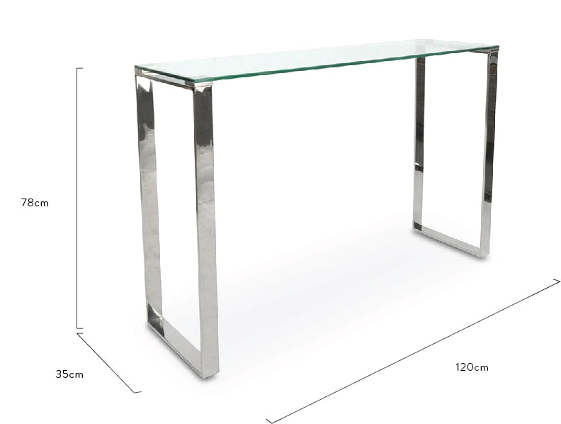 Neeser Console Table With Tempered Glass - Stainless Steel - Notbrand
