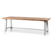 Ozmec Outdoor Dining Table With Natural Top - White Base - Notbrand