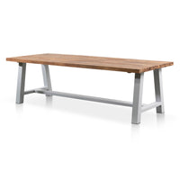 Ozmec Outdoor Dining Table With Natural Top - White Base - Notbrand