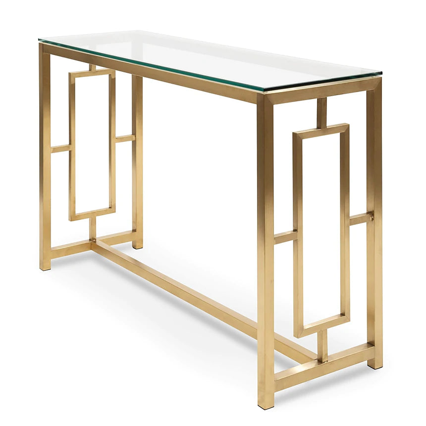 Fluck Glass Console Table - Brushed Gold Base - Notbrand
